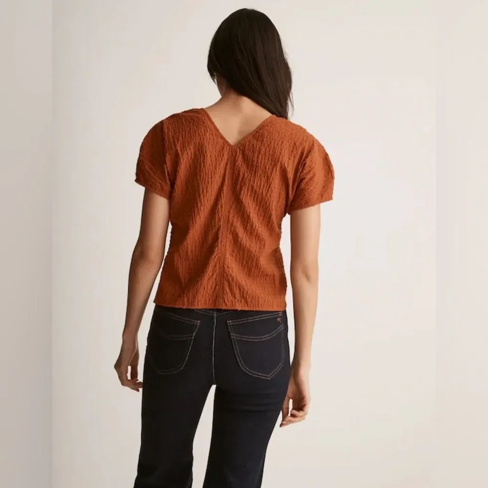 Madewell Puff-Sleeve Top in Clip Dot Warm Nutmeg Fall Autumn Size 12 NWT